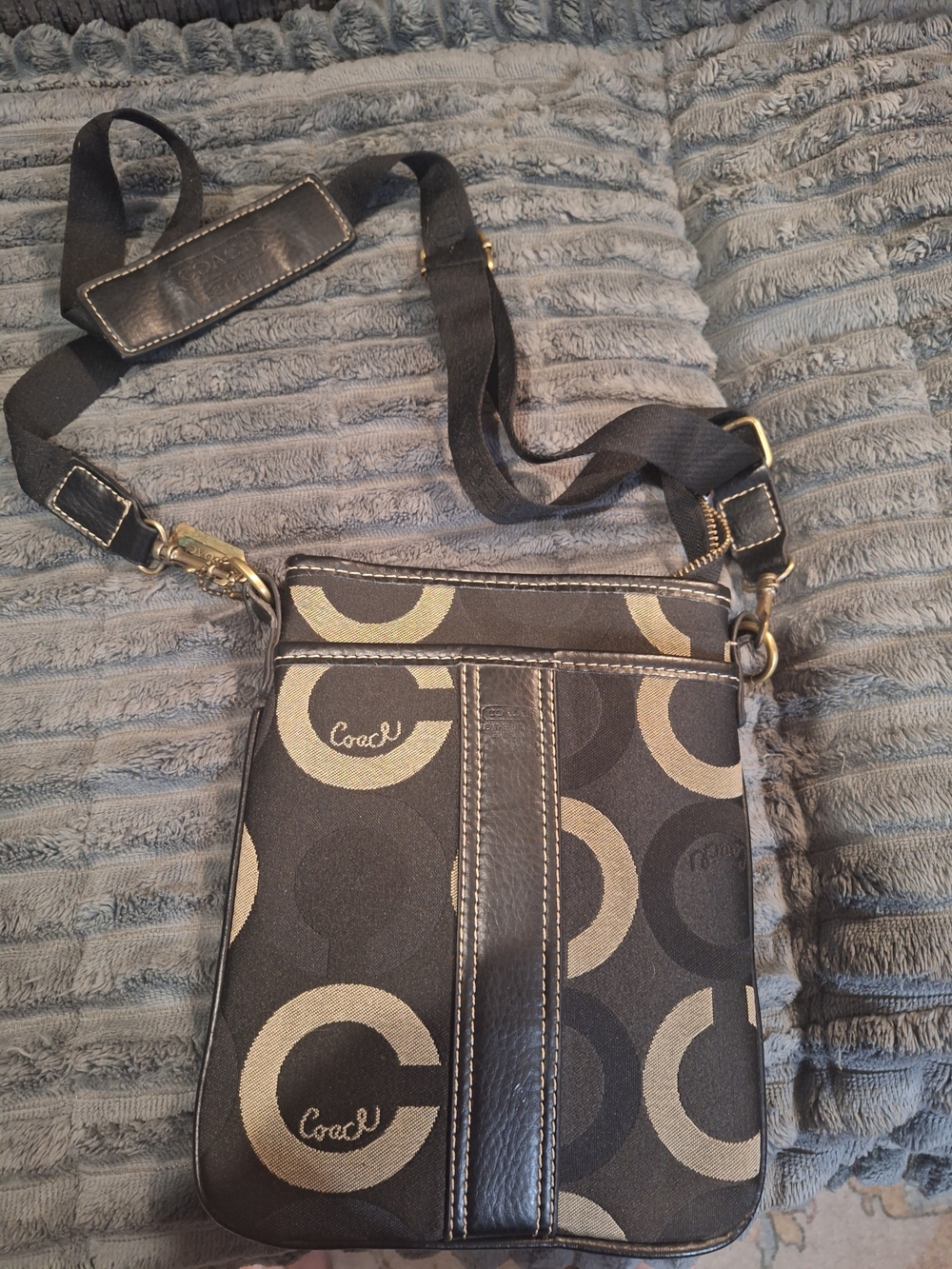 Coach Monogram Crossbody in Black and Tan